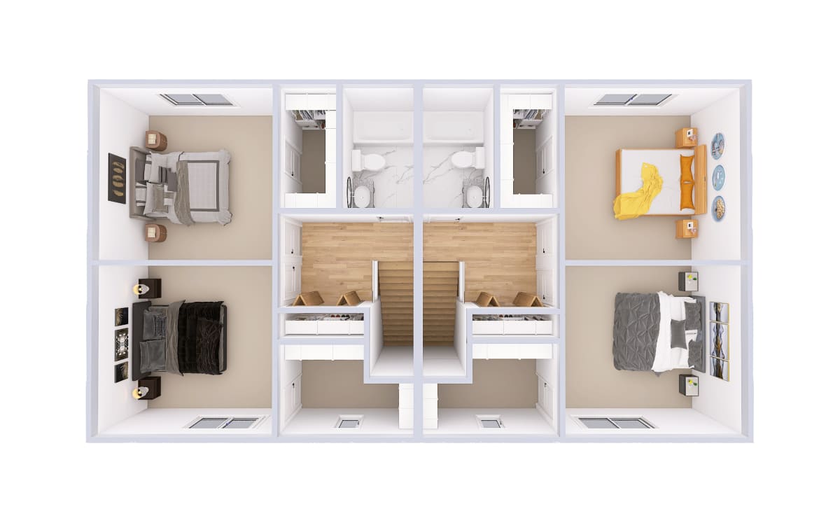 2620 Duplex upper level 3D floor plan