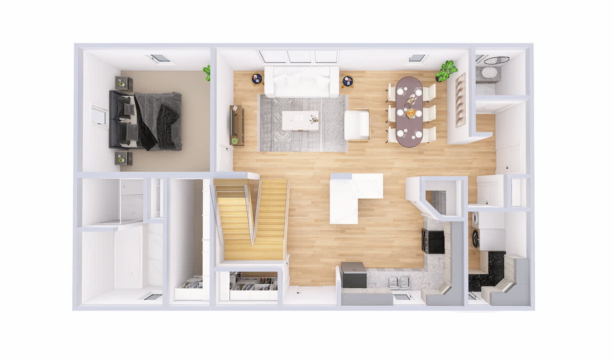 3060 Mapleton Colonial main level 3D floor plan