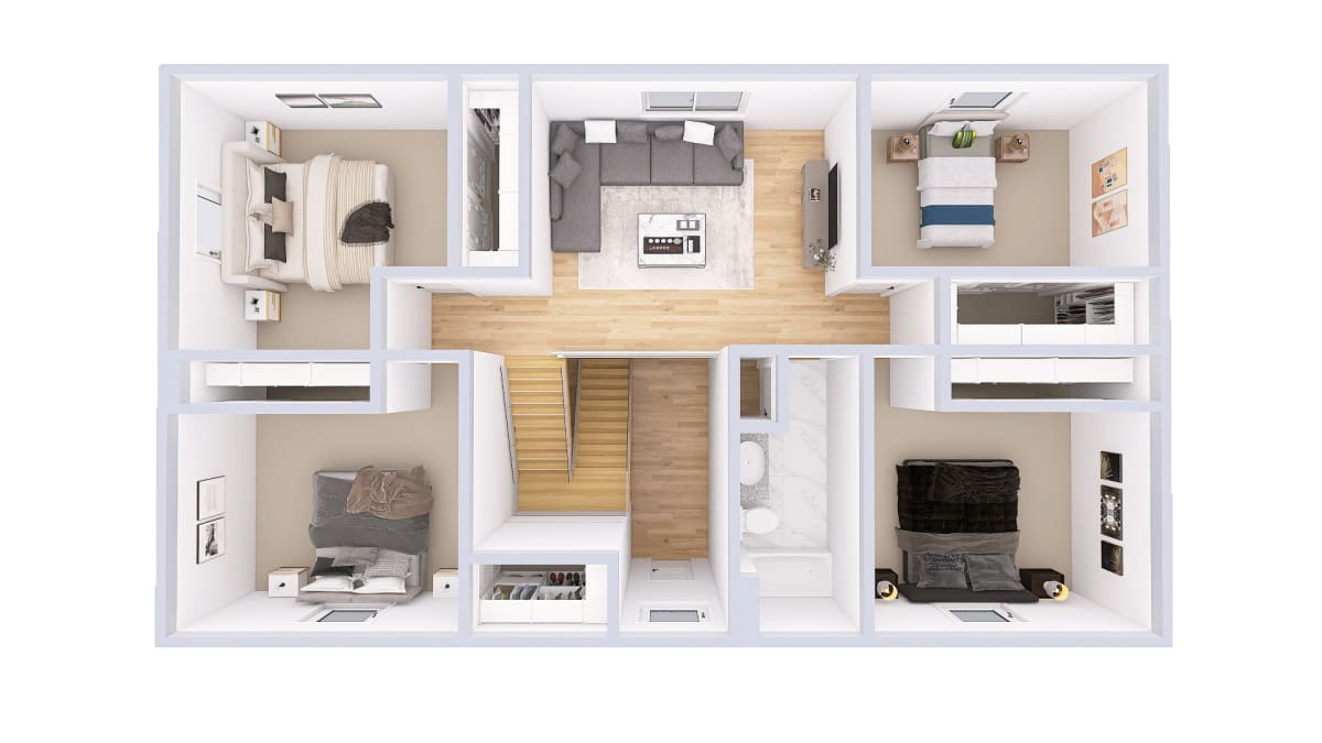 3060 Mapleton Colonial upper level 3D floor plan