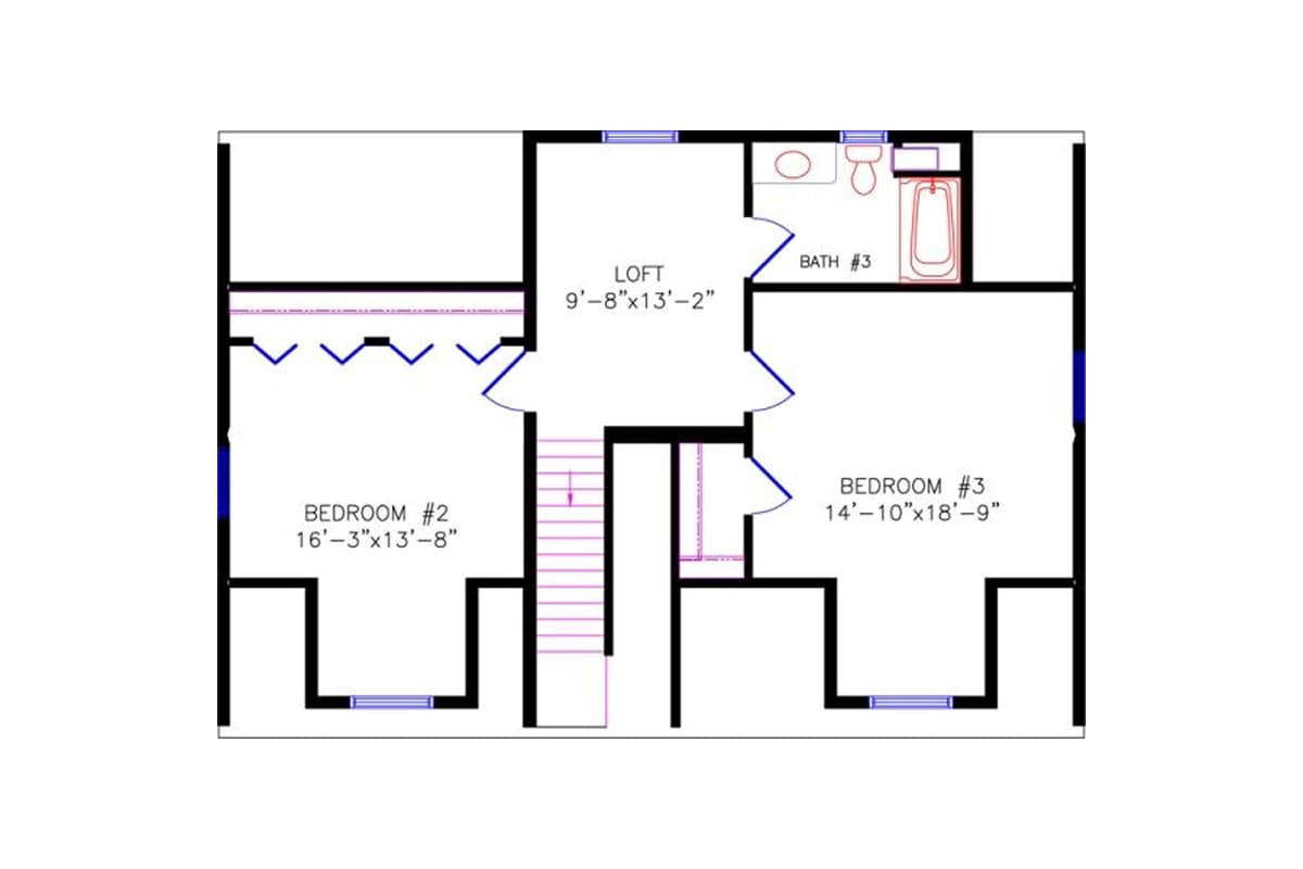 3550 Telmark Colonial floor plan upper level