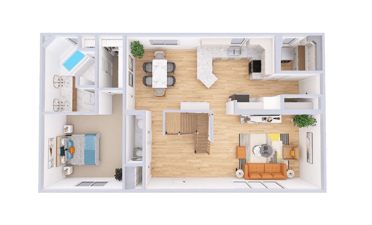 3590 Telmark Cape Cod main level 3D floor plan