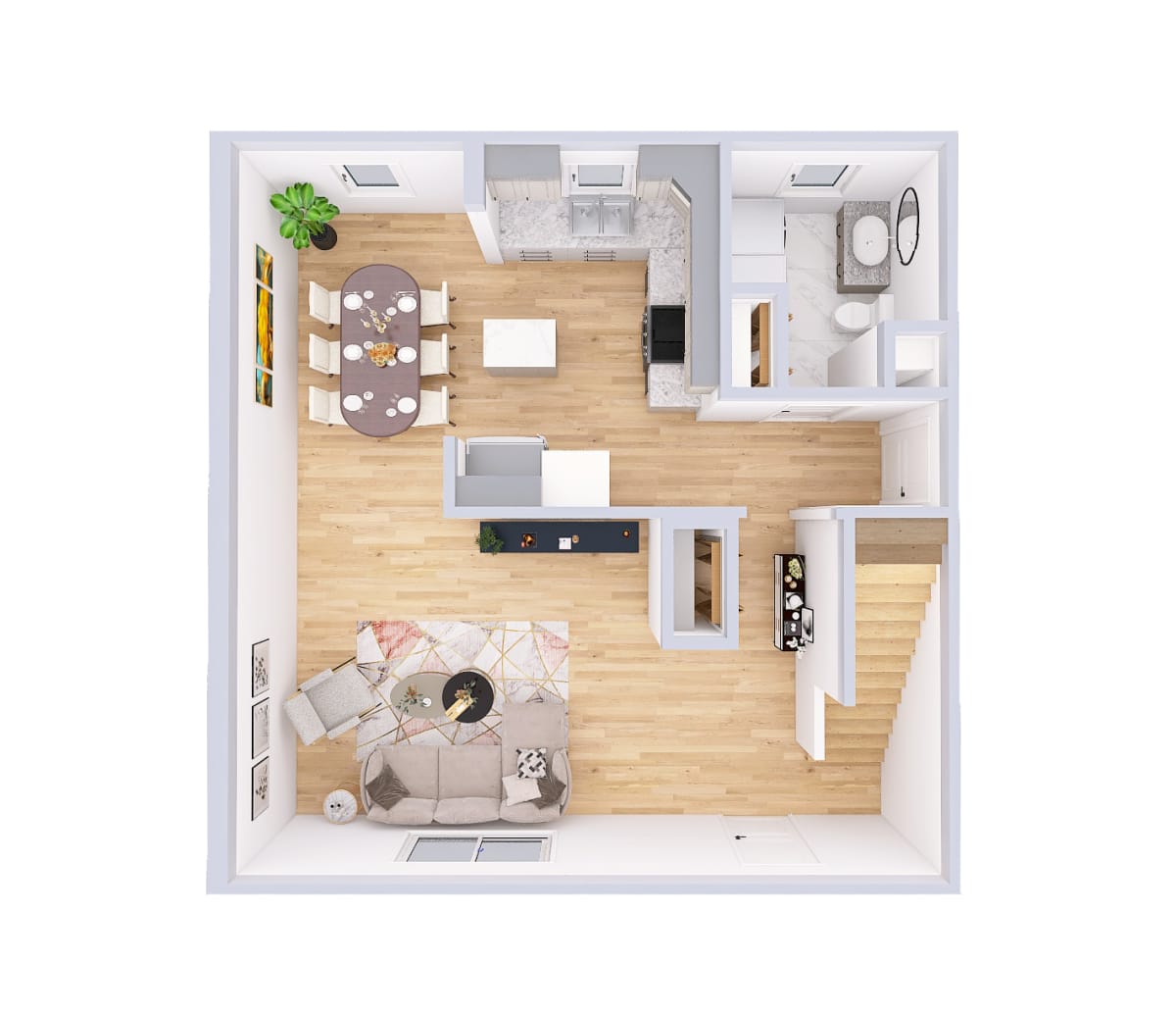 3810 Thomasville Colonial main level 3D floor plans