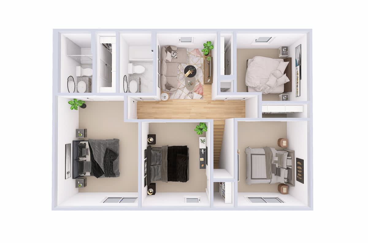 3830 Thomasville Colonial upper level 3D floor plan