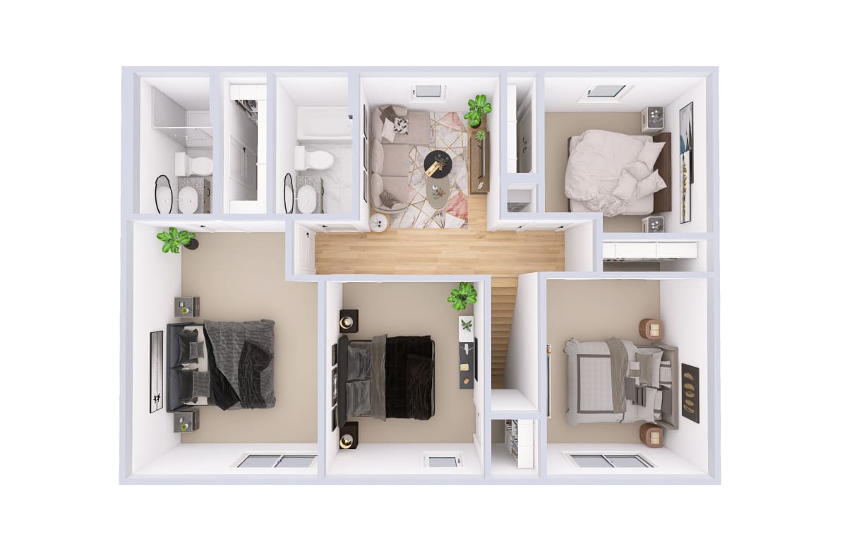 3830 Thomasville Colonial upper level 3D floor plan