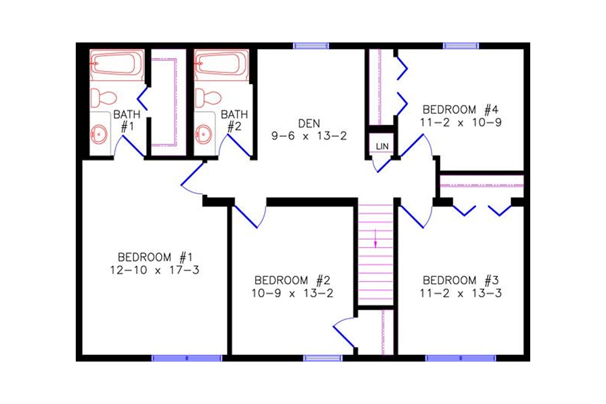 3830 Thomasville Colonial floor plan upper level