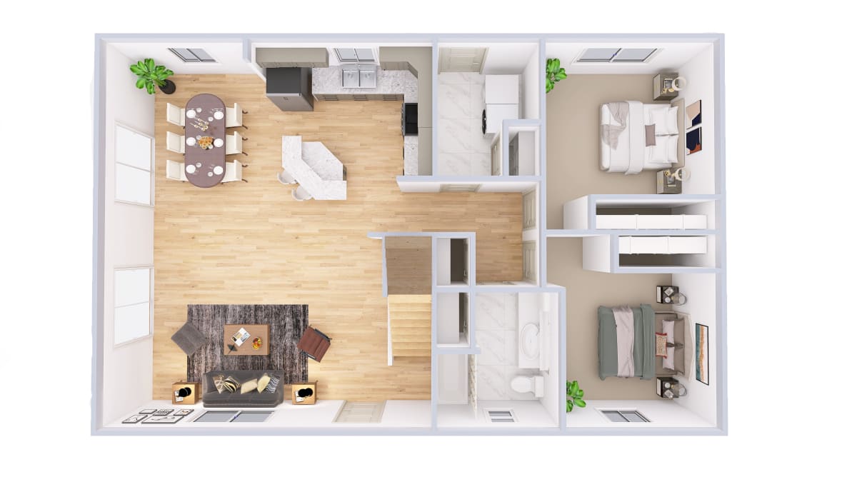 4721 Loft Chalet main level 3D floor plan