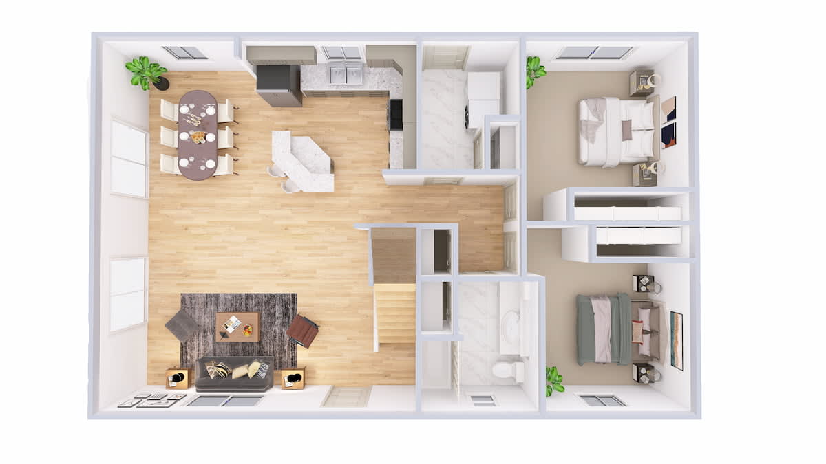 4721 Loft Chalet main level 3D floor plan