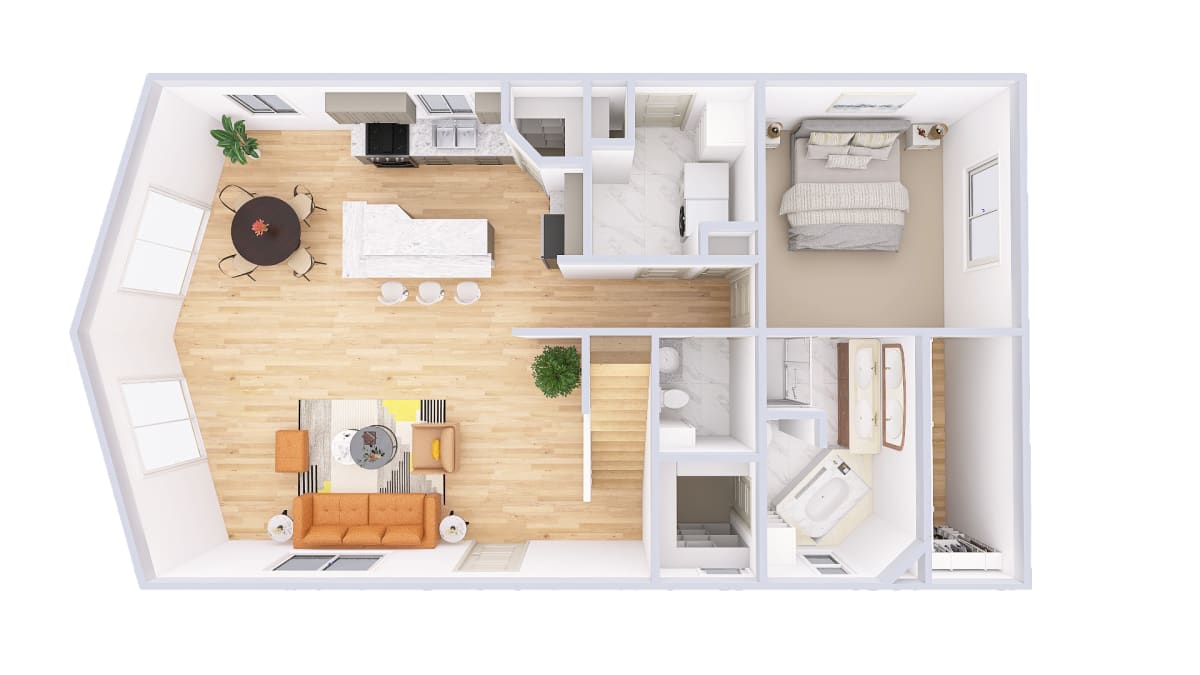 4725 Loft Chalet main level 3D floor plan