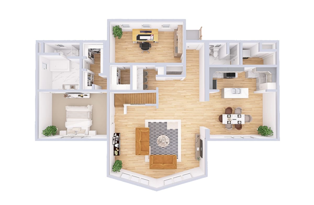 4750 Loft Chalet main level 3D floor plan