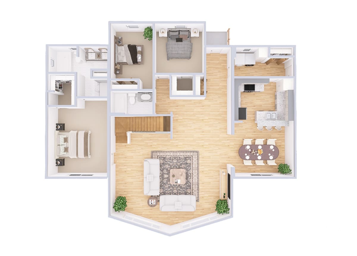 4760 Loft Chalet main level 3D floor plan