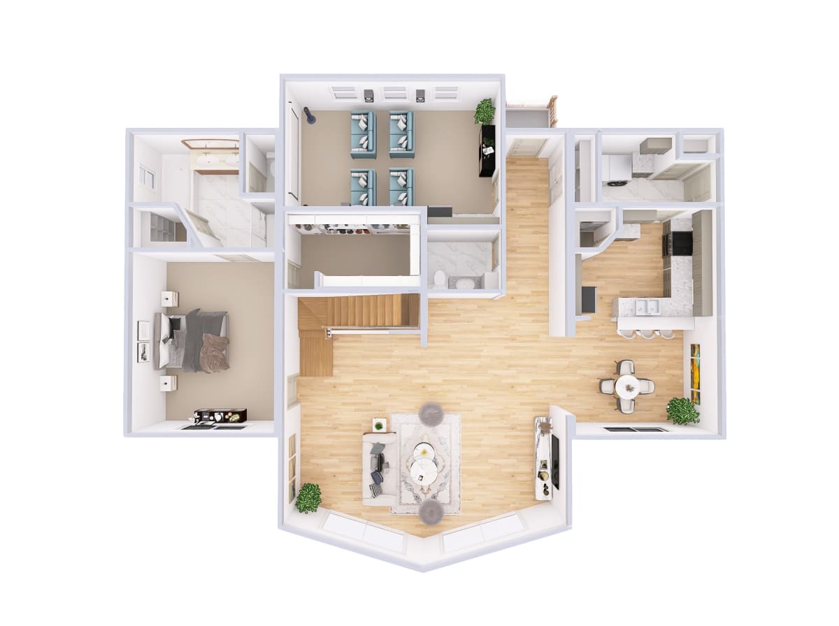 4765 Loft Chalet main level 3D floor plan