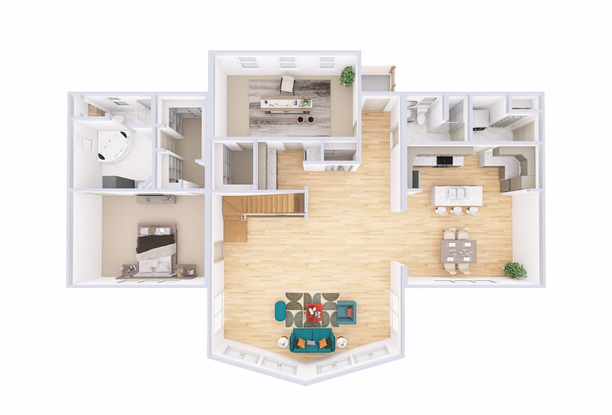 4770 Loft Chalet main level 3D floor plan
