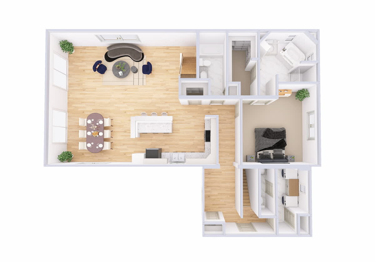 4790 Loft Chalet main level 3D floor plan