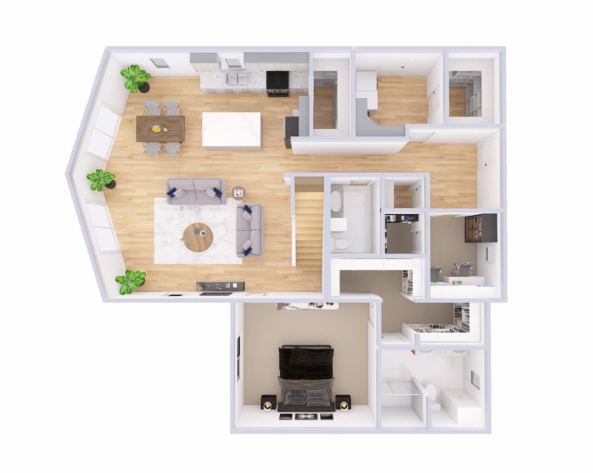 4795 Loft Chalet main level 3D floor plan