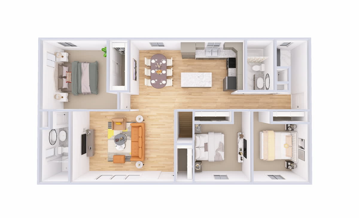 5141 Limited Ranch main level 3D floor plan