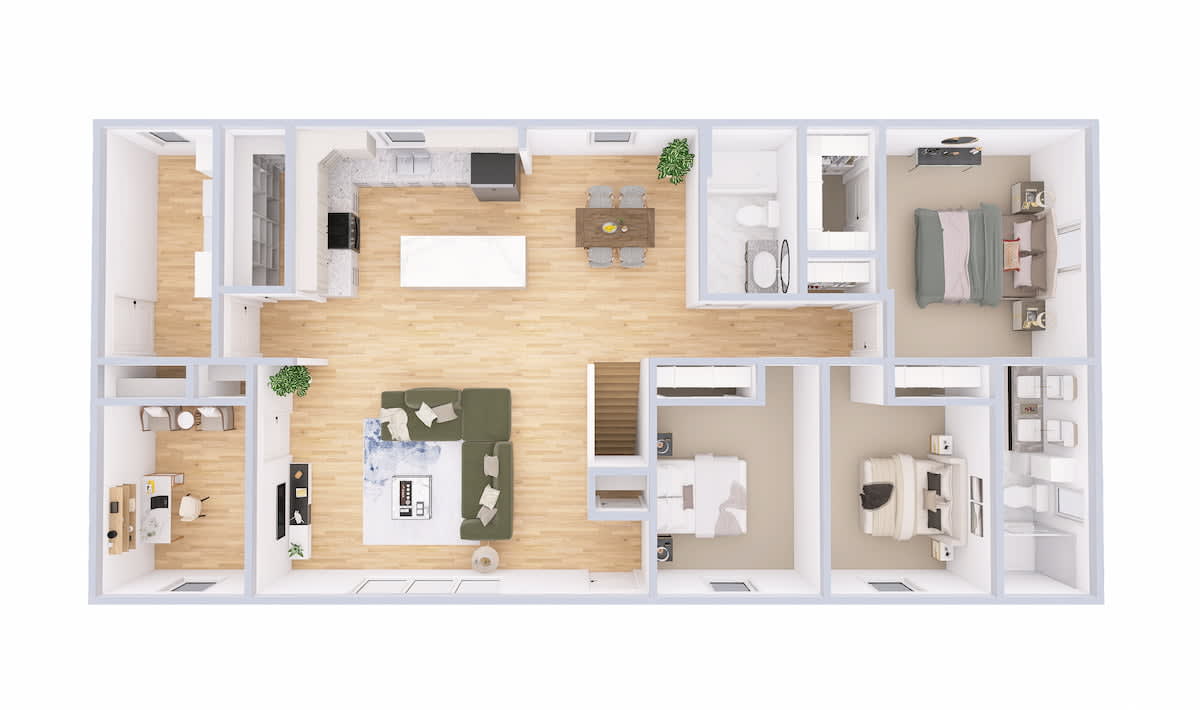 5190 Limited Ranch main level 3D floor plan