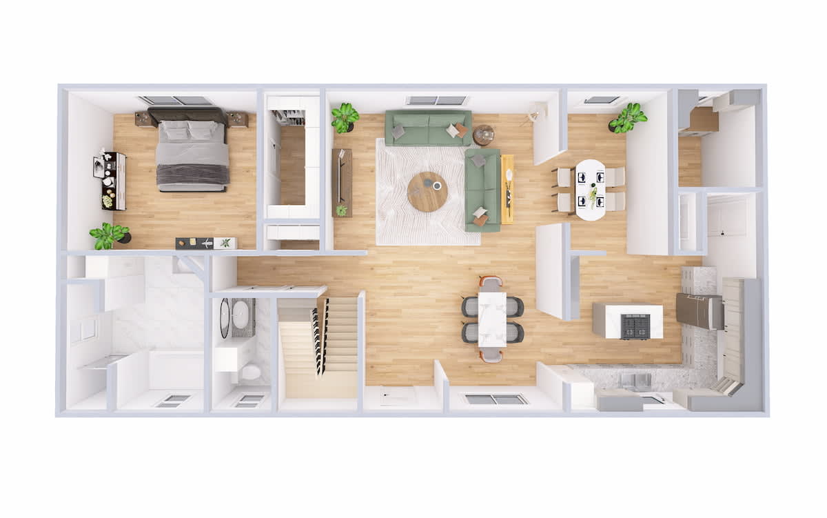 5205 Lexington Colonial main level 3D floor plan