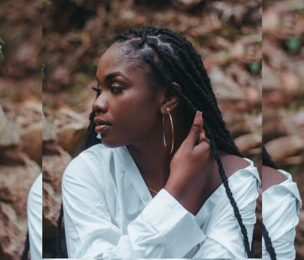 A beautiful lady with stylish faux locs braids in Georgia
