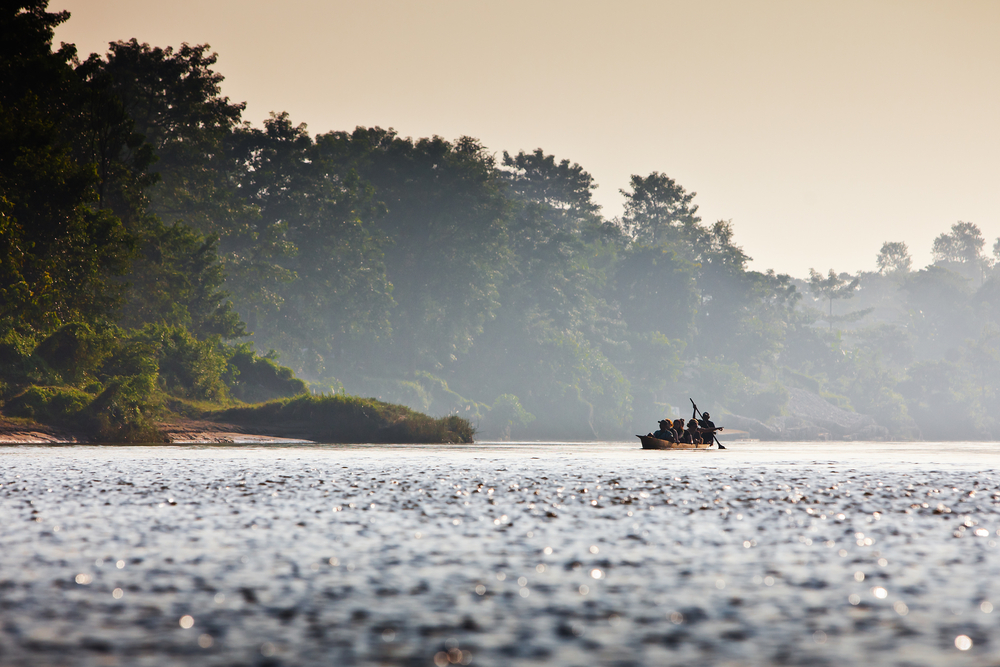Sailing Local Wooden Boat in Narayani River in Nawalparasi
