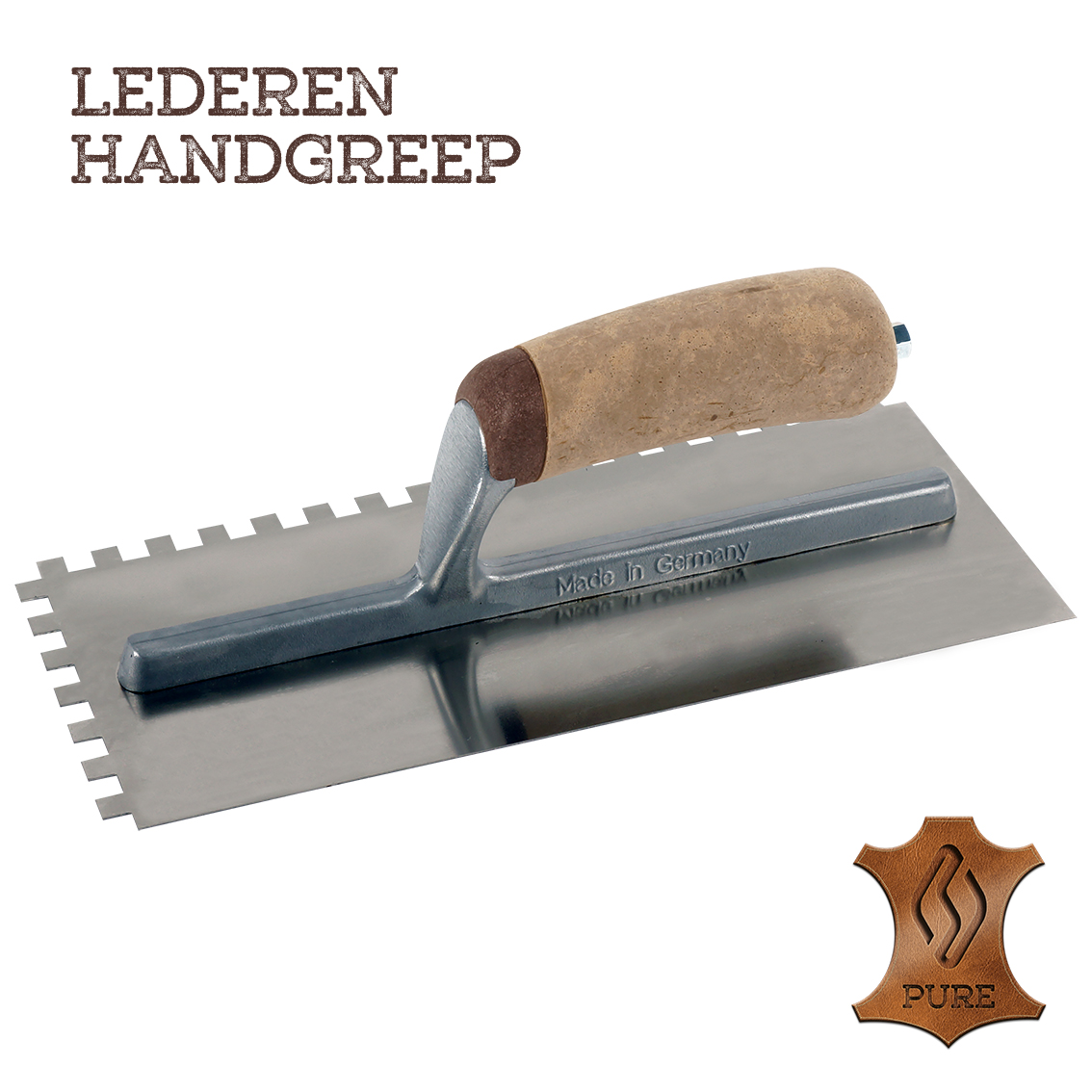 Superprof Pure lijmspaan 280x120mm RVS 15x15mm lederen handgreep