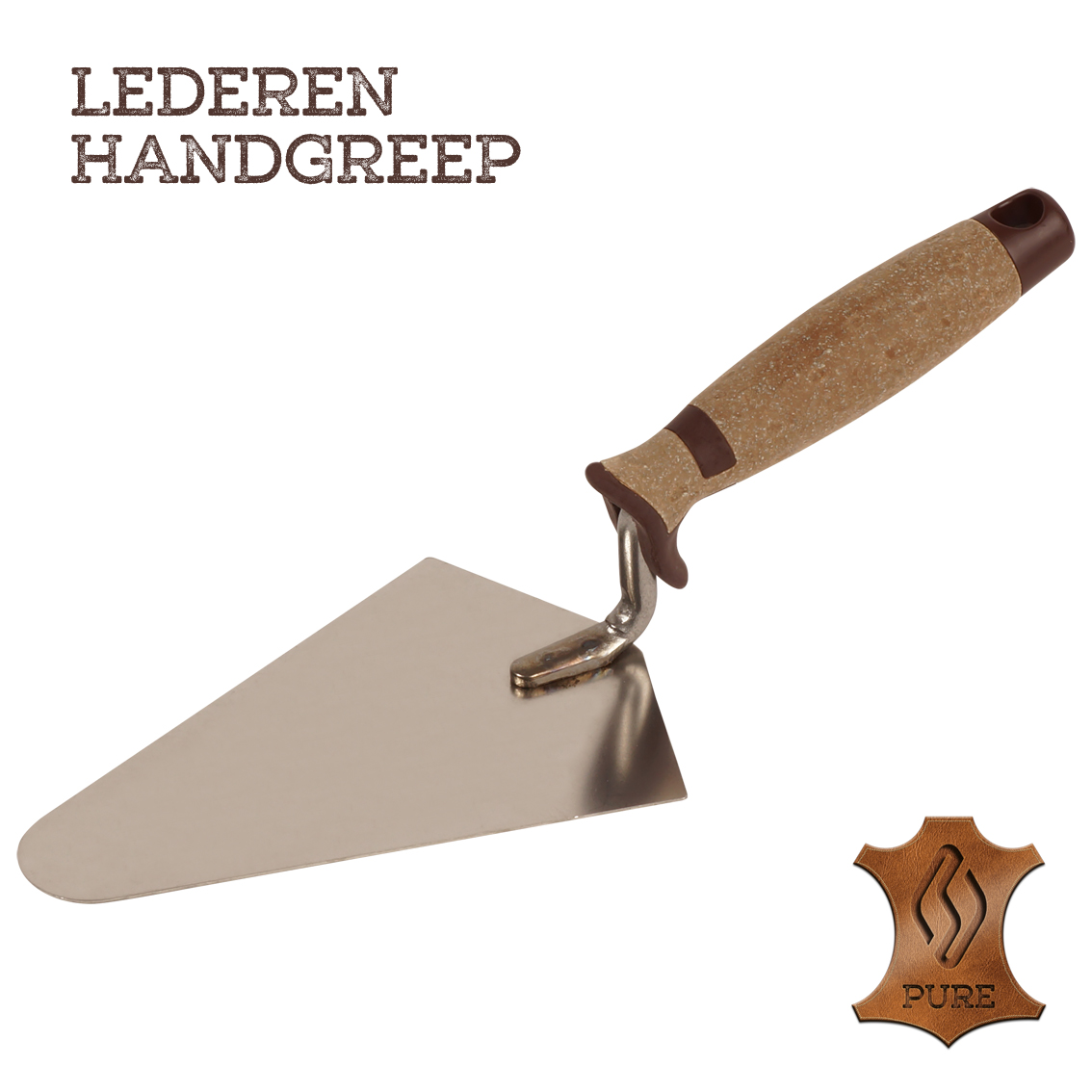 Superprof punttroffel rond 140mm RVS lederen handgreep