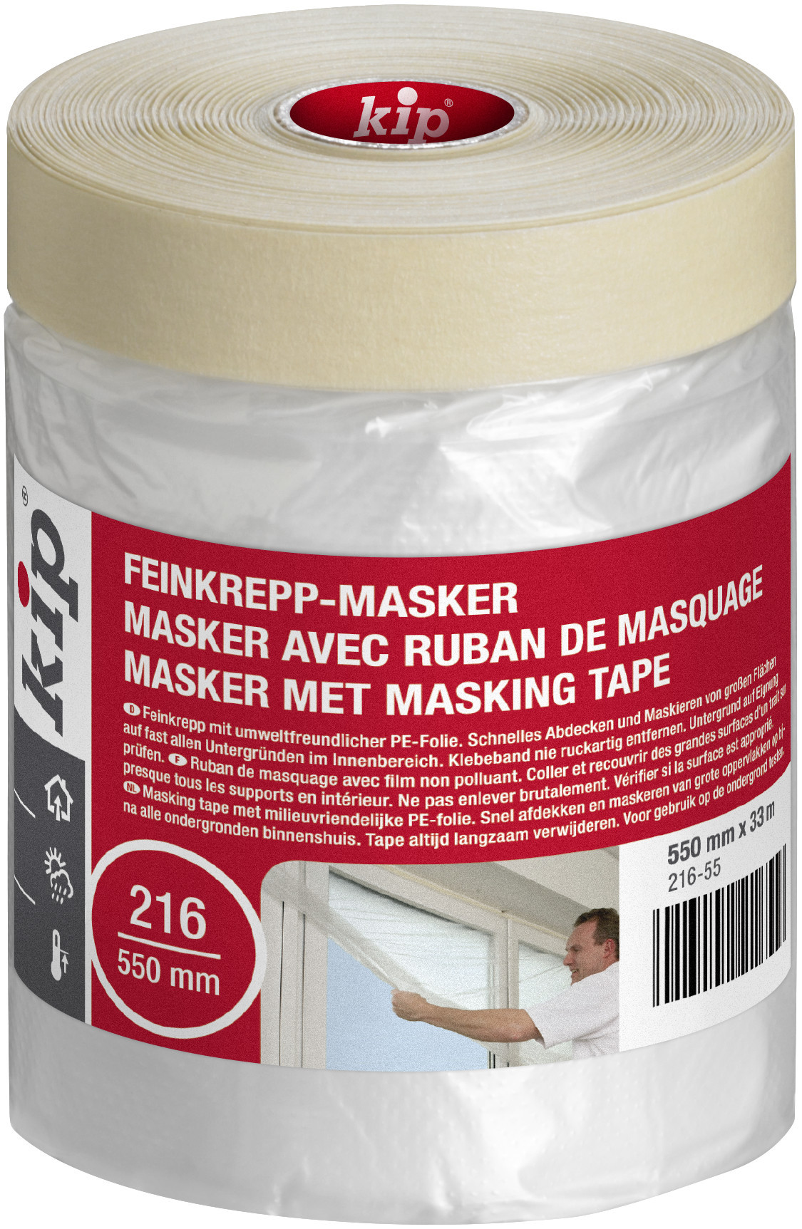 Kip masker 216 550 mm met masking tape 33 mt