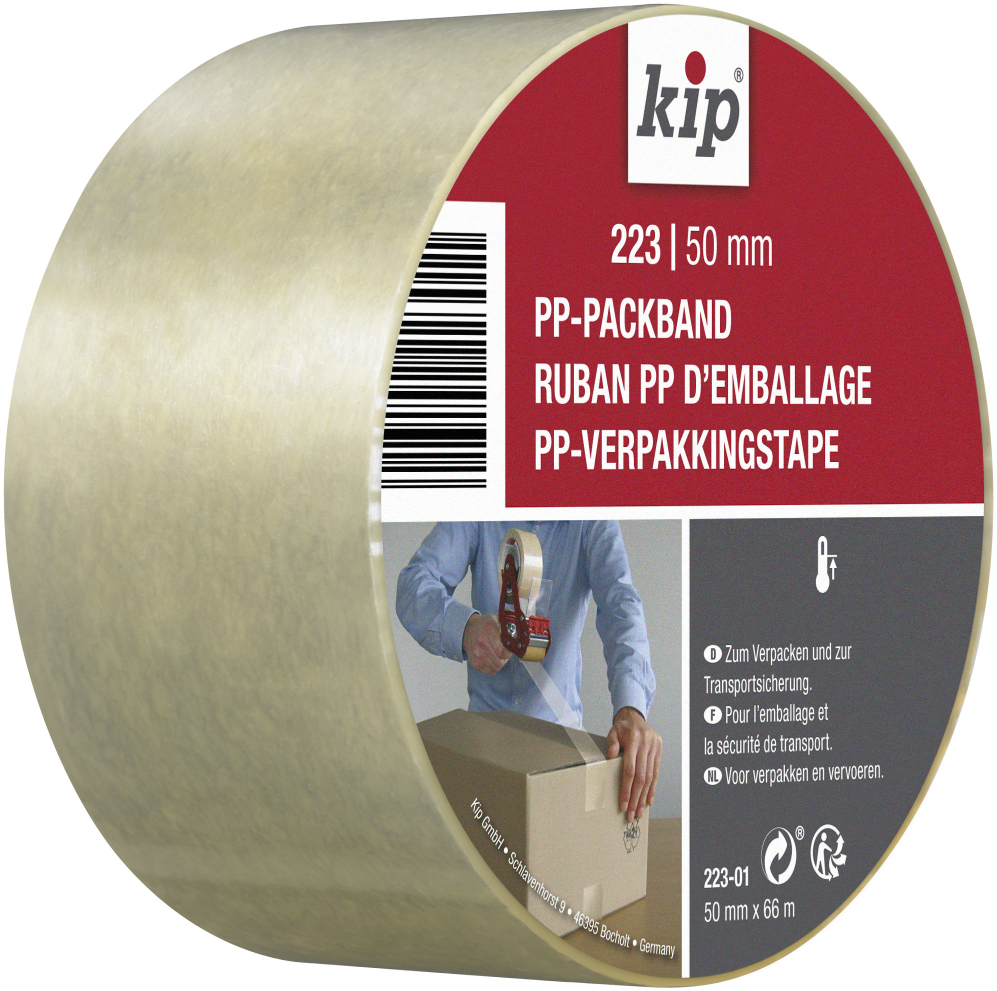 Kip verpakkingsband 223 50 mm transparant PP 66 mt