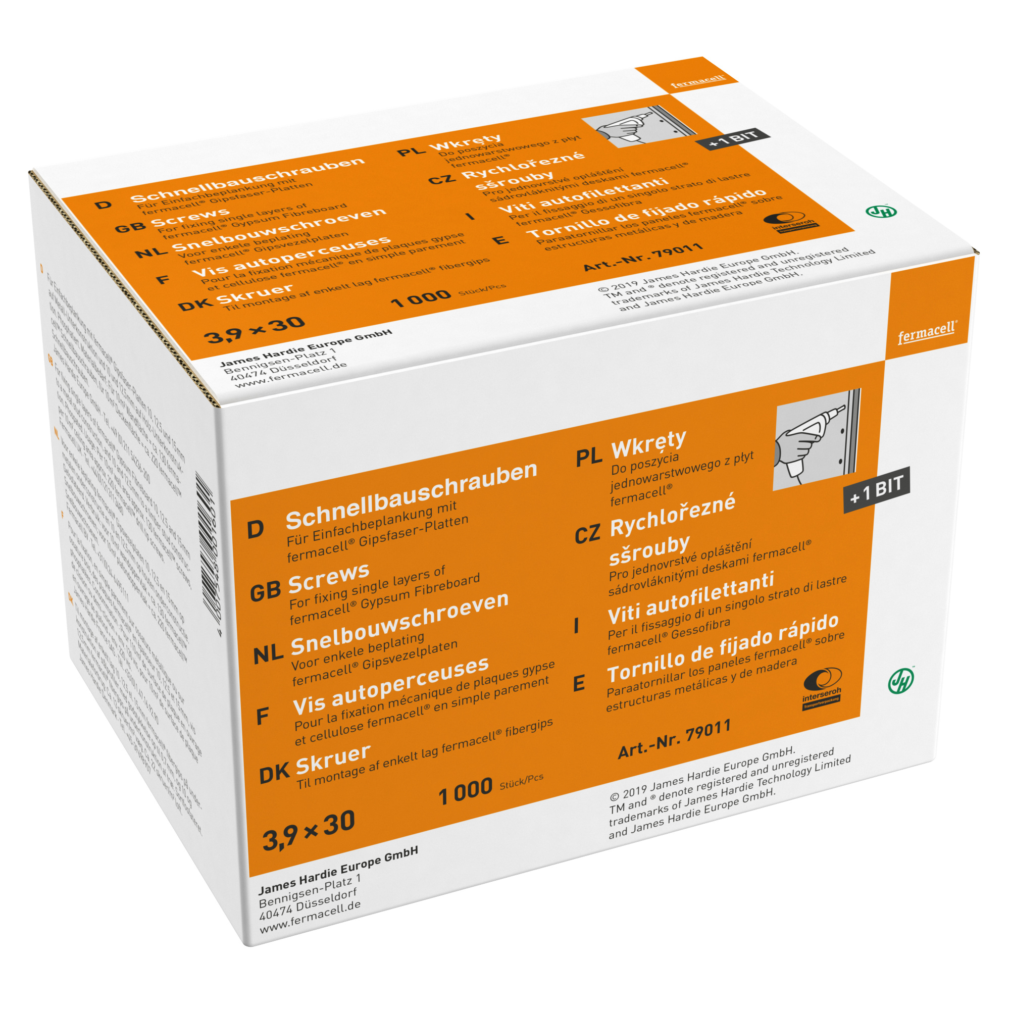 Fermacell schroef 3,9x30 mm 1000 st