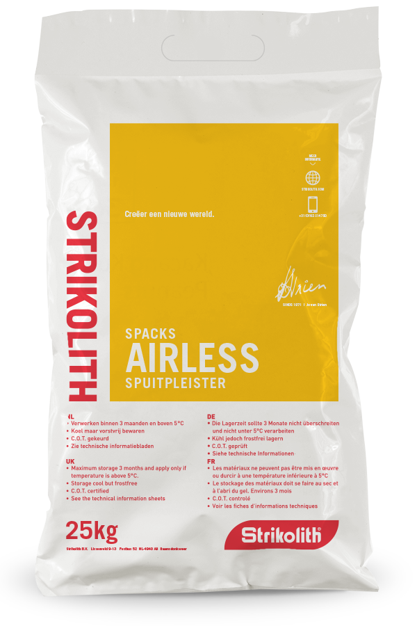 Strikolith Spuitpleister 25 kg Spacks Airless binnen