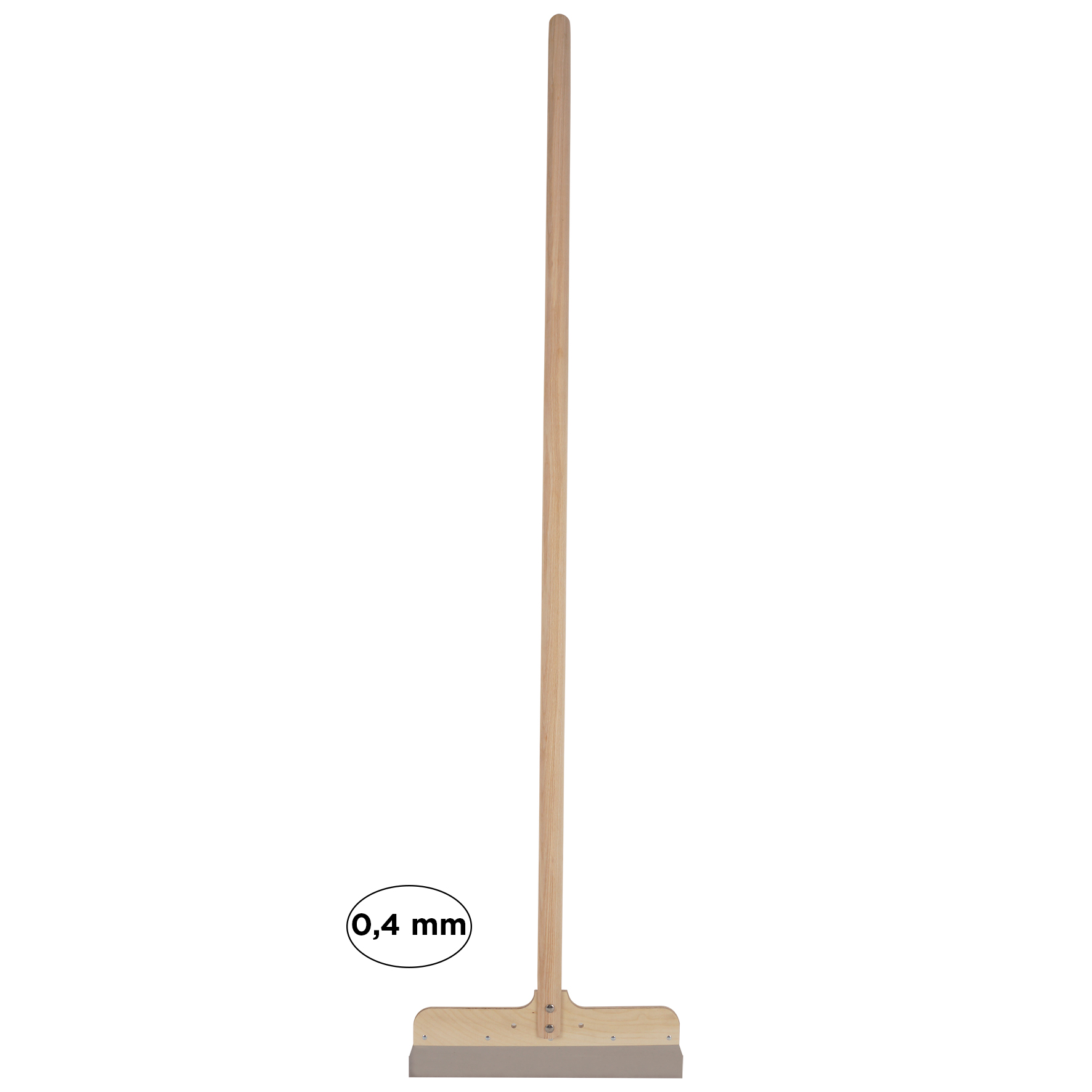Wand/vloerschraper 40cm 60x0,4mm laag model RVS houten steel 1,50mt