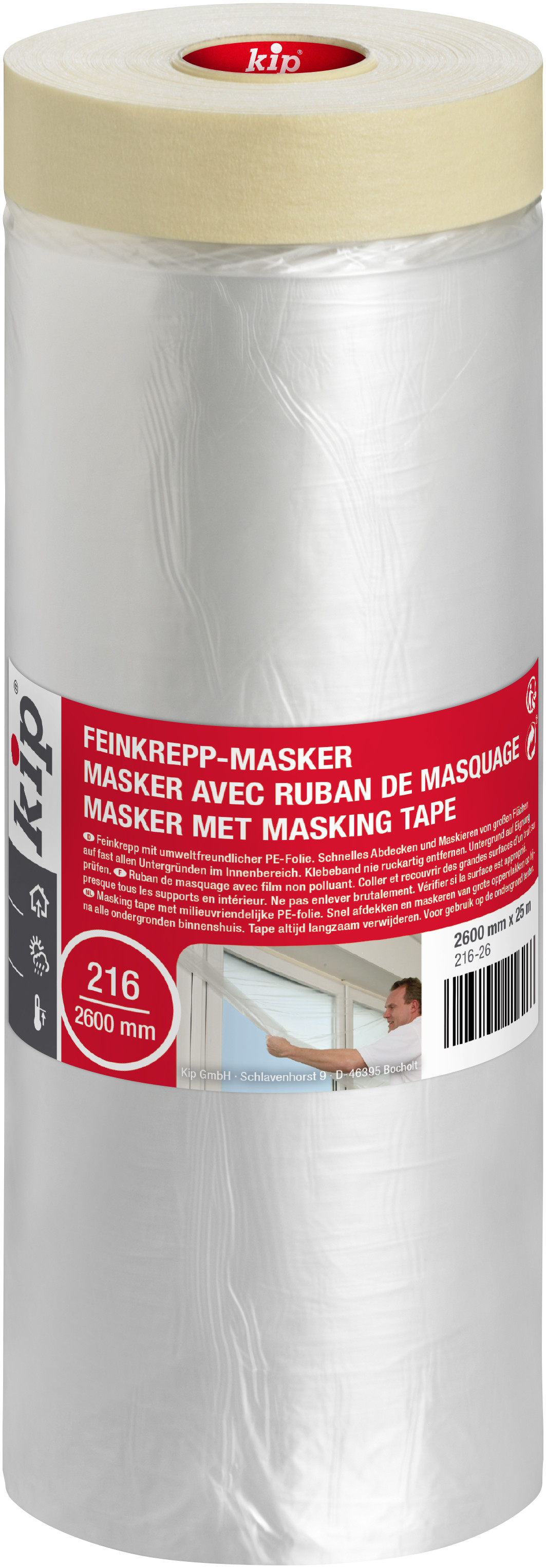 Kip masker 216 2700 mm met masking tape 20 mt
