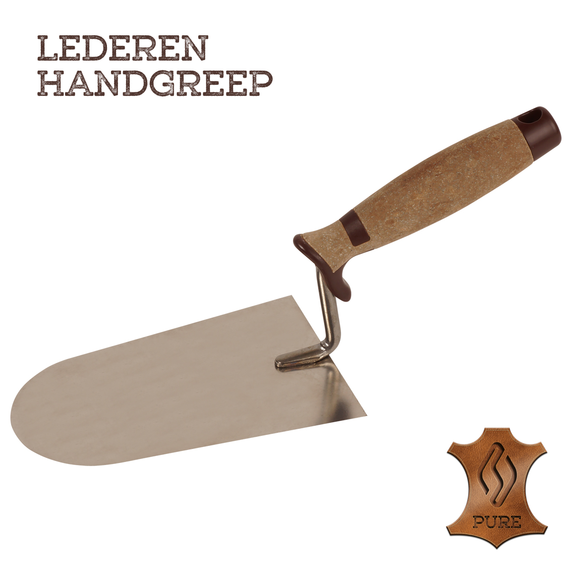 Superprof stukadoorstr. rond 180mm RVS lederen handgreep
