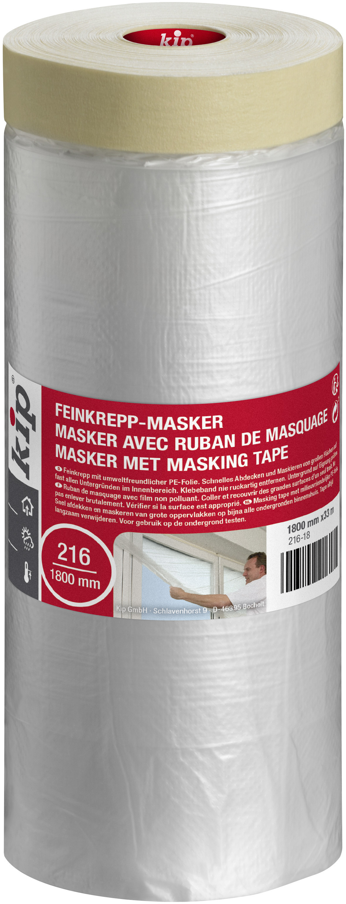 Kip masker 216 1800 mm met masking tape 33 mt