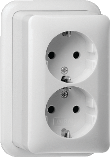 GIRA opbouw wandcontactdoos 2-V zuiver wit glanzend randaarde