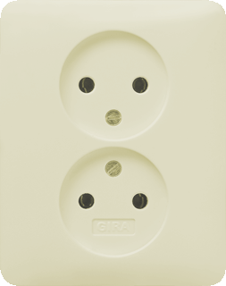 GIRA inbouw wandcontactdoos 2V ST55 creme wit glanzend