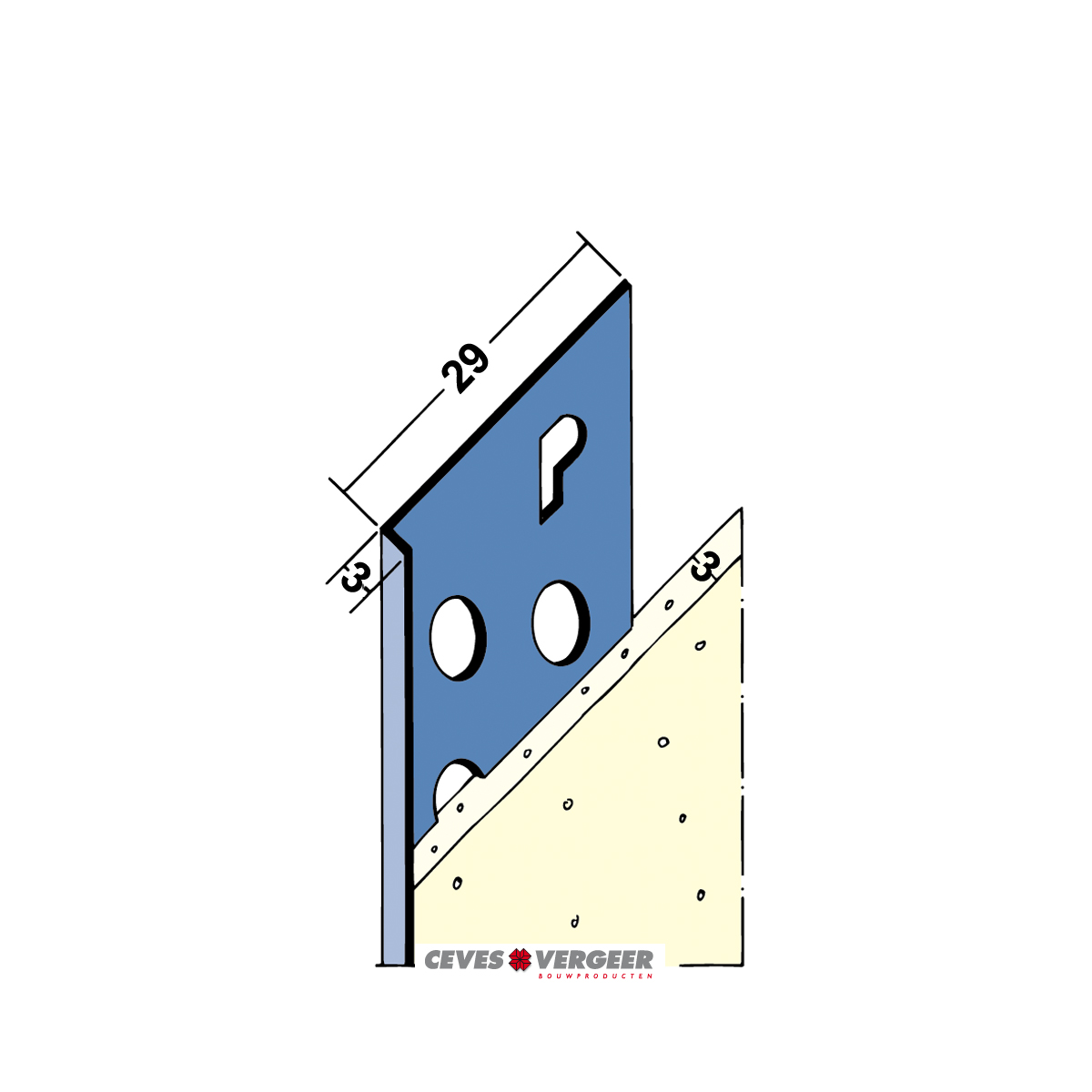Stucstopprofiel 2136 3000 mm rvs 3 mm