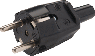 Stekker randaarde 10/16A pvc zwart