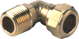 VSH Messing knel knie 3/8x12 mm buitendraad lange draad