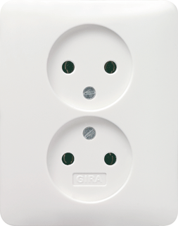GIRA inbouw wandcontactdoos 2V ST55 zuiver wit glanzend