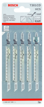 Bosch decoupeerzaagblad clean T301CD 5 st tbv hout (VZ)
