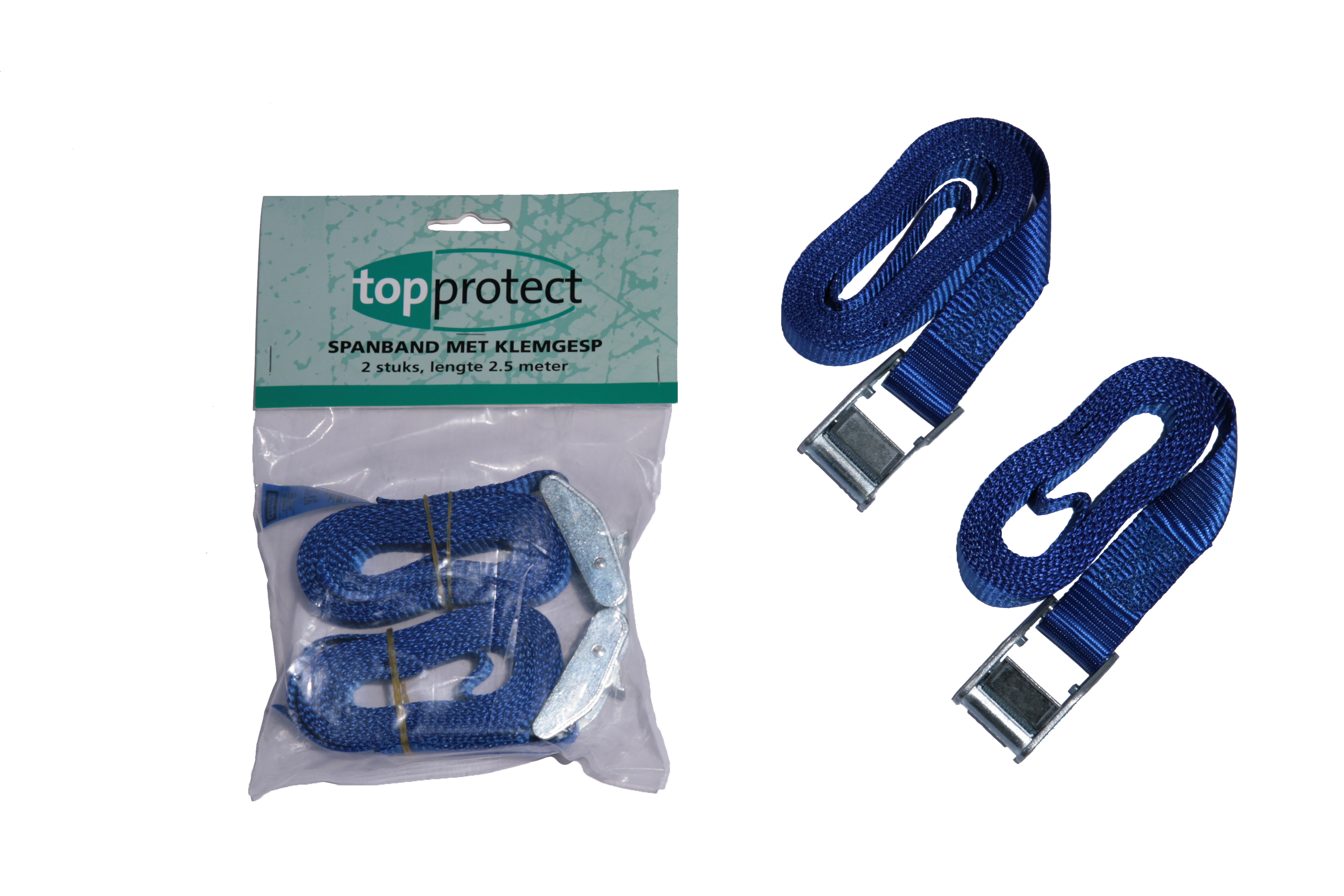 Sjorband eindloos 25mm 2x2,5 mt met klemgesp