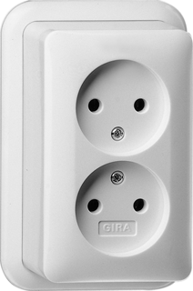 GIRA opbouw wandcontactdoos 2-V creme wit glanzend