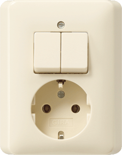 GIRA inbouw comb wcd serie ST55 creme wit glanzend randaarde