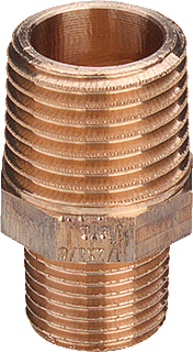 Messing verloopnippel 1/2x3/8 mm buitendraad
