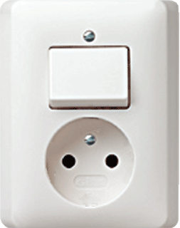 GIRA wandcontactdoos+schakelaar comb zuiver wit glanzend ST55