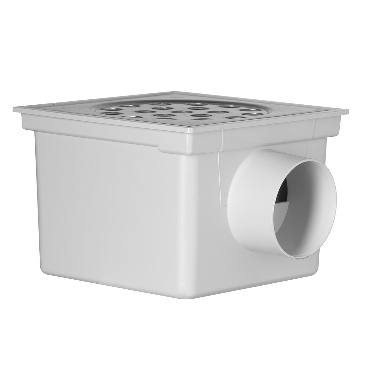 Martens RVS vloerput ABS 20x20 cm zijuitlaat 75 mm
