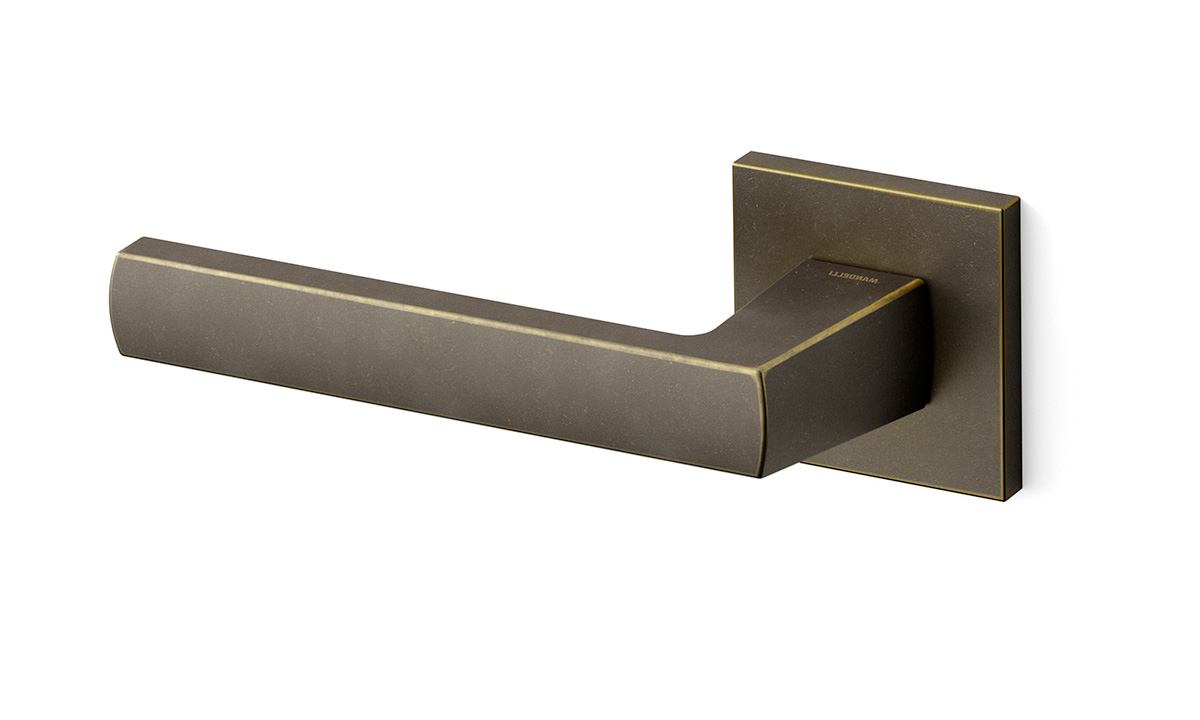 TH Fan deurkruk links 50x50x6 mm Imperial brons op rozet