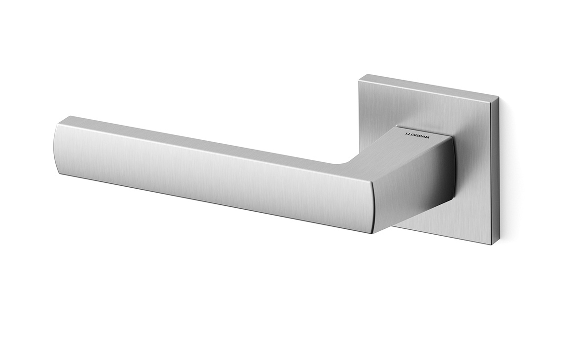 TH Fan deurkruk links 50x50x6 mm Mat chroom op rozet