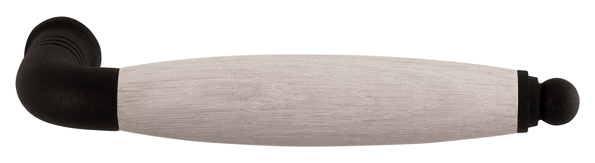 TH Ika XL deurkruk gebogen paar Zwart Eiken Whitewash rond eindknop