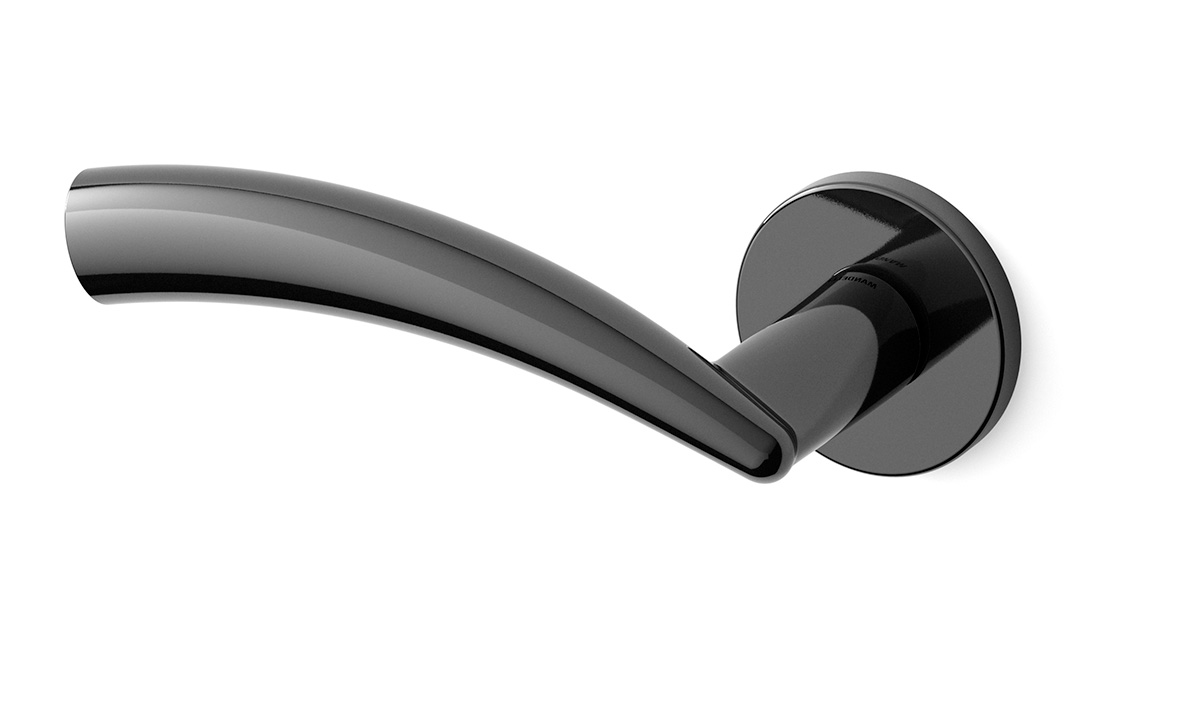 TH Nadir deurkruk links 51x6 mm Glanzend zwart op rozet